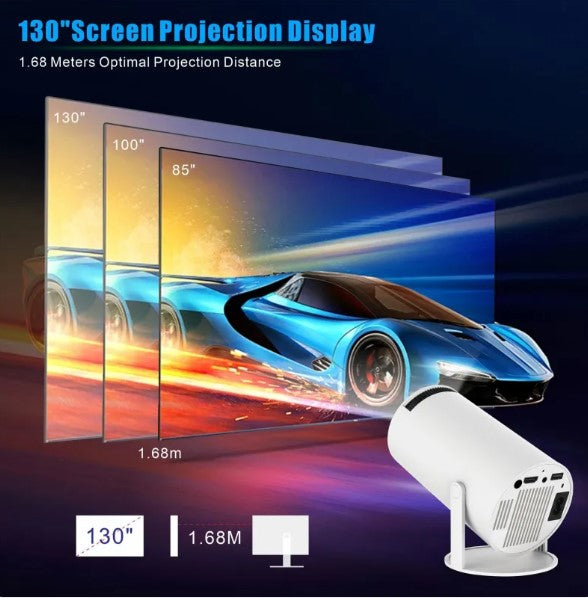 HY300 Pro Portable Projector – 4K Support, WiFi 6, 180° Home Theater