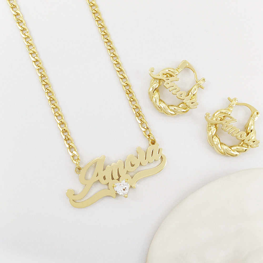 Personalized Name Necklace with Heart Birthstone – Custom Gift for Her