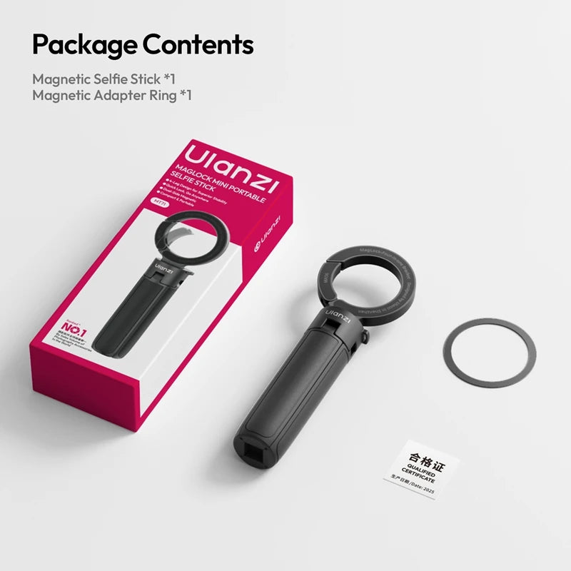 Ulanzi MT71 Magnetic Mini Selfie Stick Telescoping Pole Phone Handle Desktop Tripod for iPhone 17 16 15 14 Android for Travel