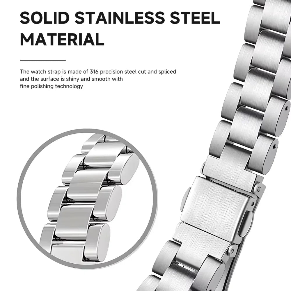 18mm 20mm 22mm Metal Band for Garmin Forerunner 55 265 965 165 255S 265S Venu 3S/Active 5/Vivomove Trend Stainless Steel Strap
