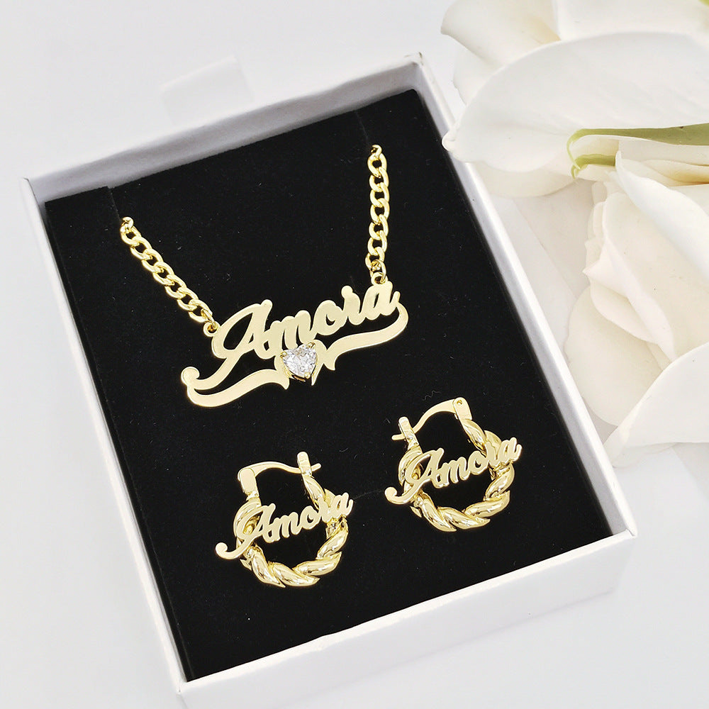 Personalized Name Necklace with Heart Birthstone – Custom Gift for Her